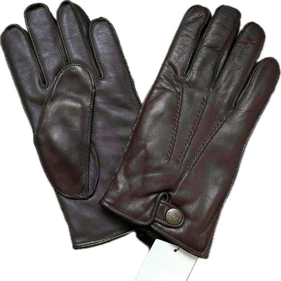Ugg Snap Tech Brown Leather Gloves